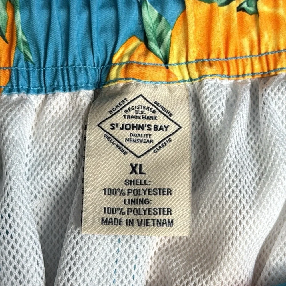 NWT St John's Bay Oranges Print Men's Swim Trunks Shorts with Mesh Liner Size XL